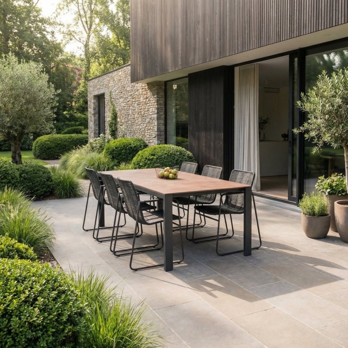 Tafel Pegs + keramiek cortenstaal