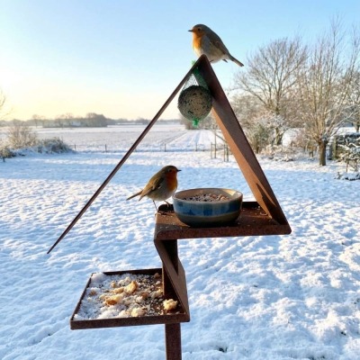 winter voederhuisje voor vogels semperfi cortenstaal 